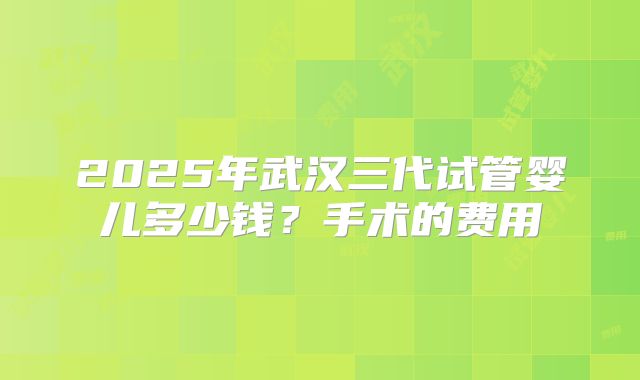 2025年武汉三代试管婴儿多少钱？手术的费用