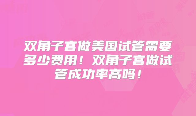 双角子宫做美国试管需要多少费用！双角子宫做试管成功率高吗！