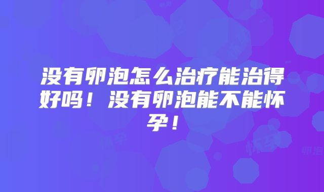 没有卵泡怎么治疗能治得好吗!没有卵泡能不能怀孕!