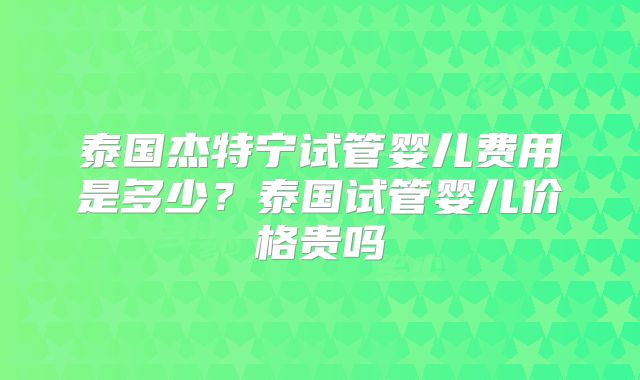 泰国杰特宁试管婴儿费用是多少？泰国试管婴儿价格贵吗