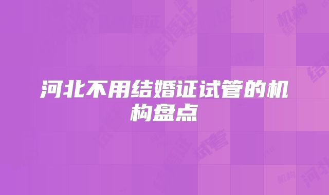 河北不用结婚证试管的机构盘点