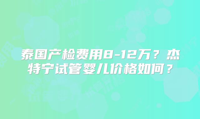 泰国产检费用8-12万？杰特宁试管婴儿价格如何？