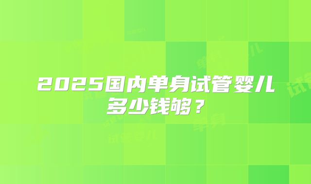 2025国内单身试管婴儿多少钱够？
