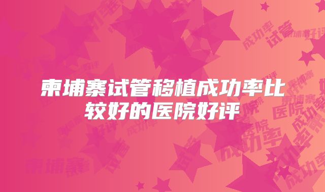 柬埔寨试管移植成功率比较好的医院好评