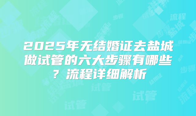 2025年无结婚证去盐城做试管的六大步骤有哪些？流程详细解析