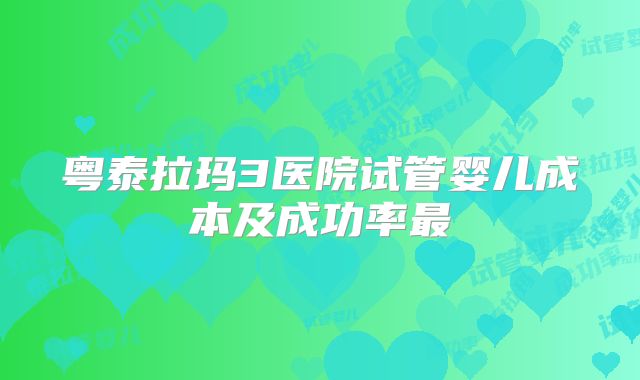 粤泰拉玛3医院试管婴儿成本及成功率最