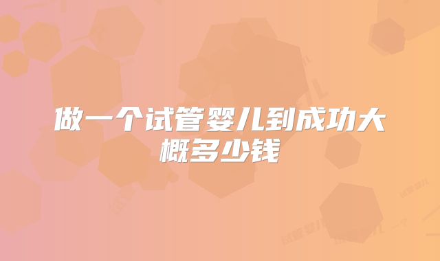 做一个试管婴儿到成功大概多少钱