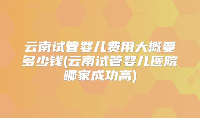云南试管婴儿费用大概要多少钱(云南试管婴儿医院哪家成功高)