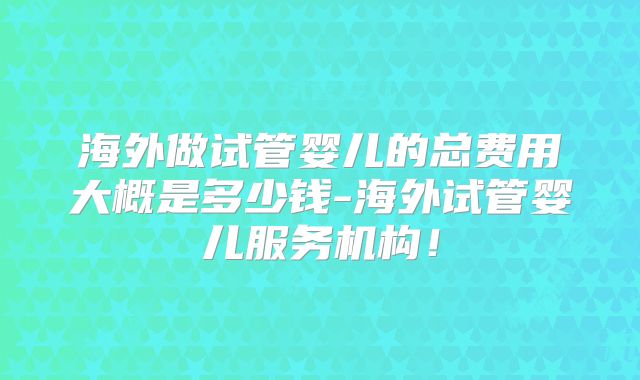 海外做试管婴儿的总费用大概是多少钱-海外试管婴儿服务机构！