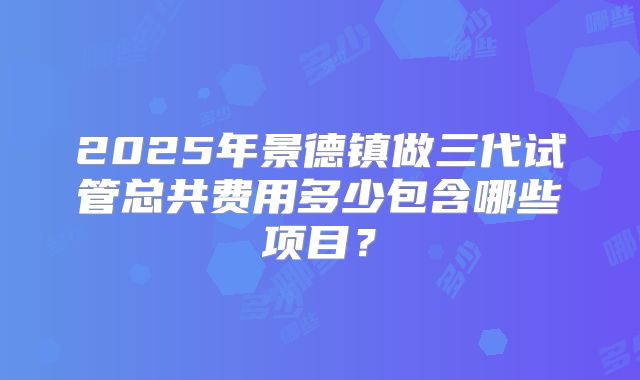 2025年景德镇做三代试管总共费用多少包含哪些项目？