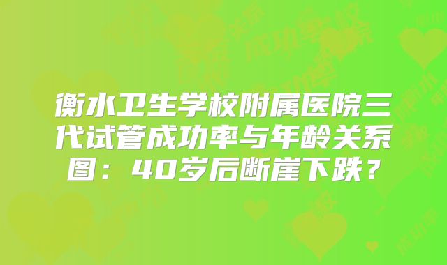 衡水卫生学校附属医院三代试管成功率与年龄关系图：40岁后断崖下跌？