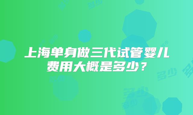 上海单身做三代试管婴儿费用大概是多少？