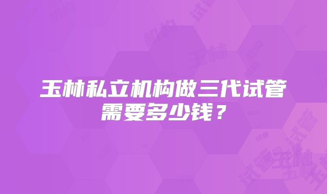 玉林私立机构做三代试管需要多少钱？