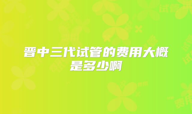晋中三代试管的费用大概是多少啊