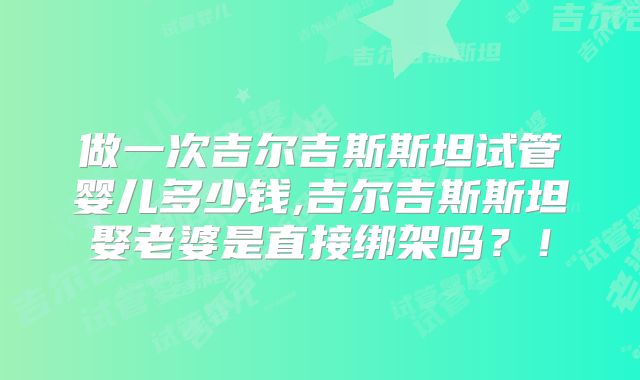 做一次吉尔吉斯斯坦试管婴儿多少钱,吉尔吉斯斯坦娶老婆是直接绑架吗?!