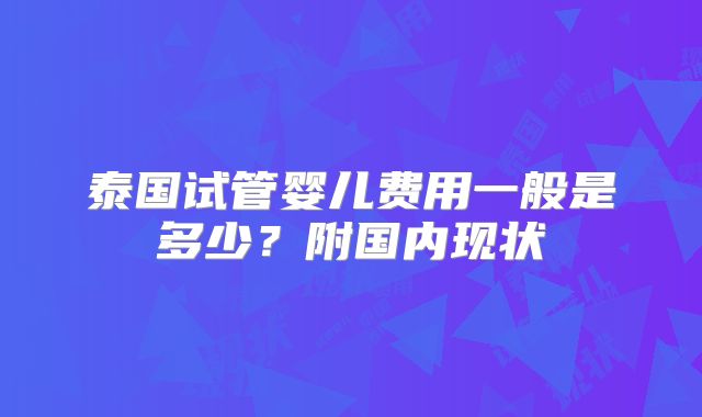 泰国试管婴儿费用一般是多少？附国内现状