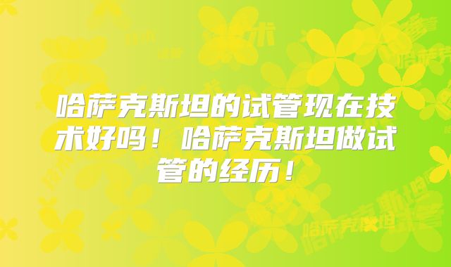 哈萨克斯坦的试管现在技术好吗！哈萨克斯坦做试管的经历！