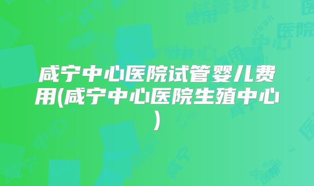 咸宁中心医院试管婴儿费用(咸宁中心医院生殖中心)