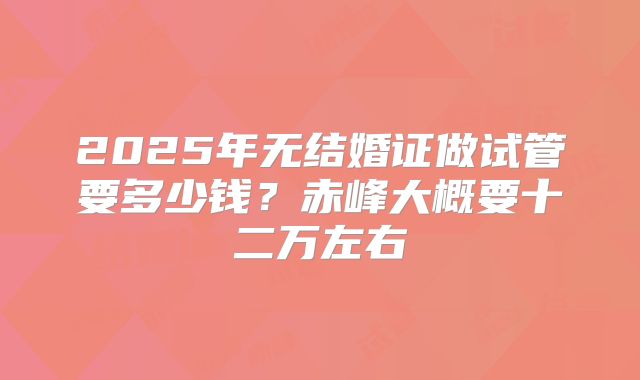2025年无结婚证做试管要多少钱？赤峰大概要十二万左右