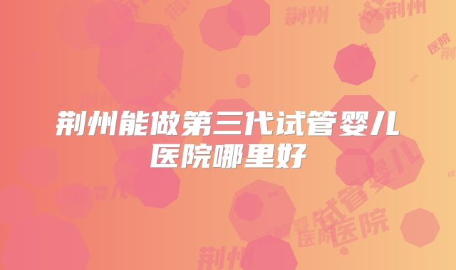 荆州能做第三代试管婴儿医院哪里好