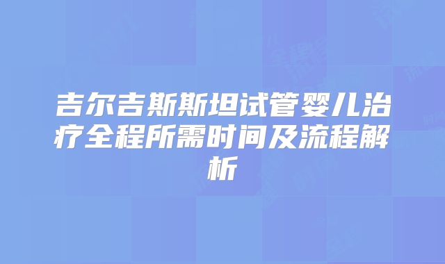 吉尔吉斯斯坦试管婴儿治疗全程所需时间及流程解析