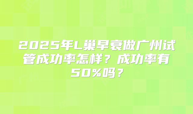 2025年L巢早衰做广州试管成功率怎样？成功率有50%吗？