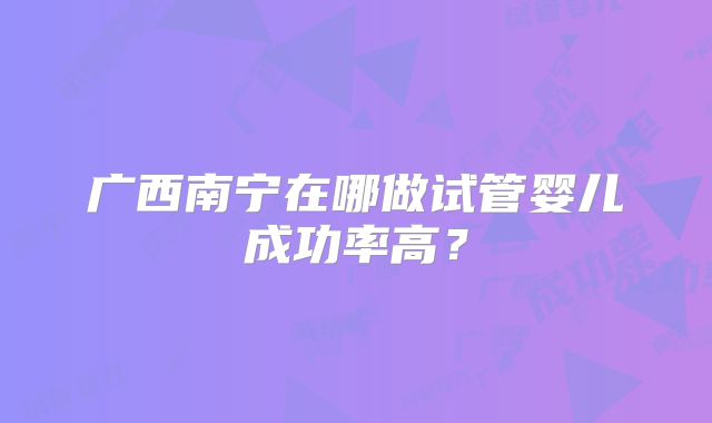 广西南宁在哪做试管婴儿成功率高？