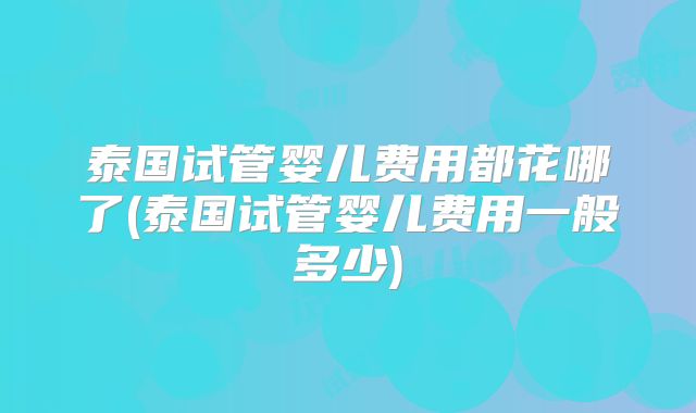 泰国试管婴儿费用都花哪了(泰国试管婴儿费用一般多少)