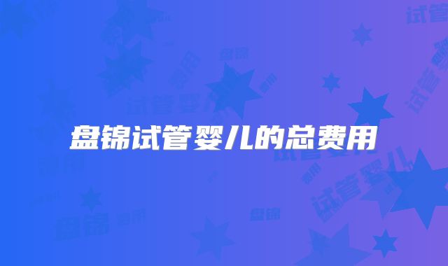盘锦试管婴儿的总费用