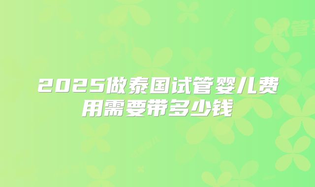 2025做泰国试管婴儿费用需要带多少钱