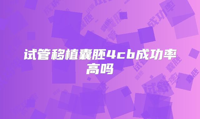 试管移植囊胚4cb成功率高吗