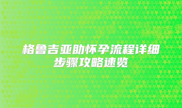 格鲁吉亚助怀孕流程详细步骤攻略速览