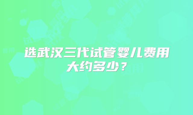 选武汉三代试管婴儿费用大约多少？
