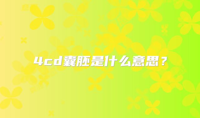 4cd囊胚是什么意思?