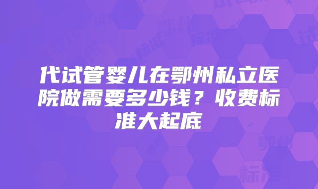 代试管婴儿在鄂州私立医院做需要多少钱？收费标准大起底