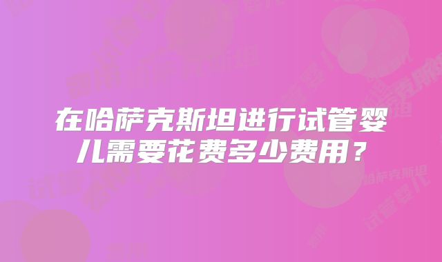 在哈萨克斯坦进行试管婴儿需要花费多少费用？