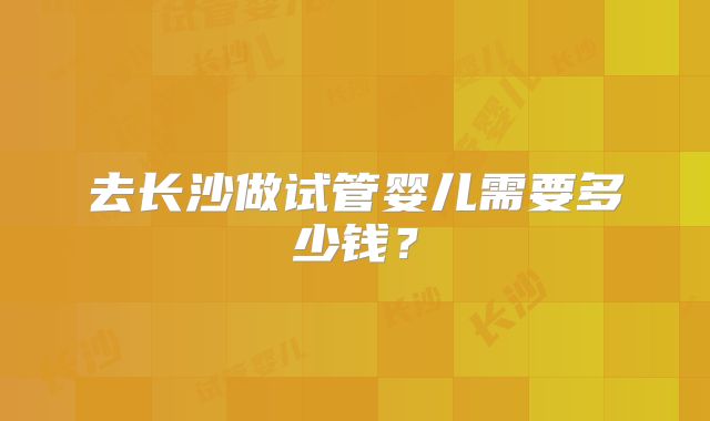 去长沙做试管婴儿需要多少钱？