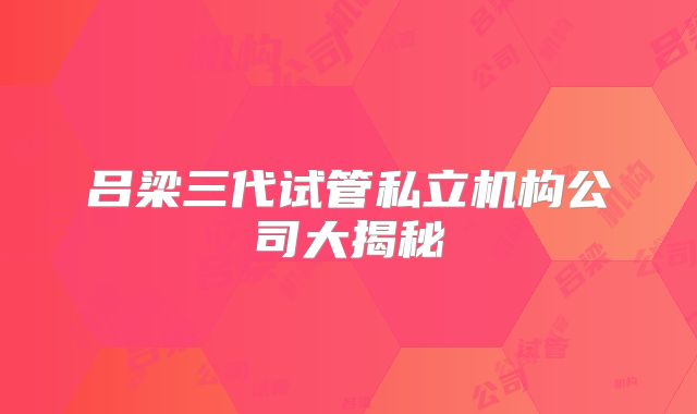 吕梁三代试管私立机构公司大揭秘