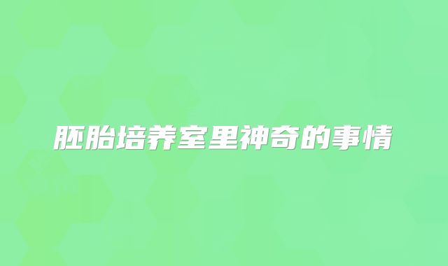 胚胎培养室里神奇的事情