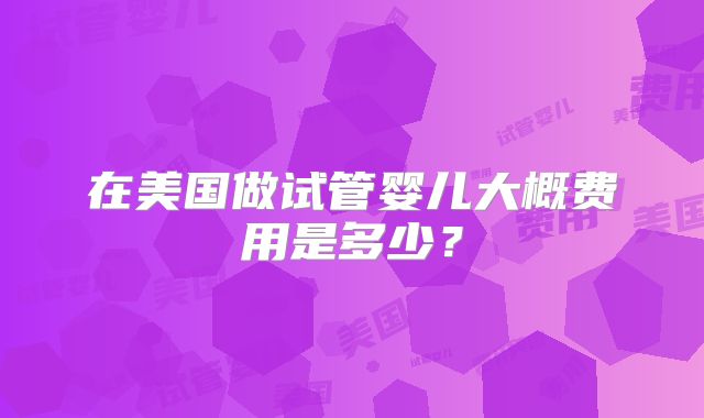 在美国做试管婴儿大概费用是多少?