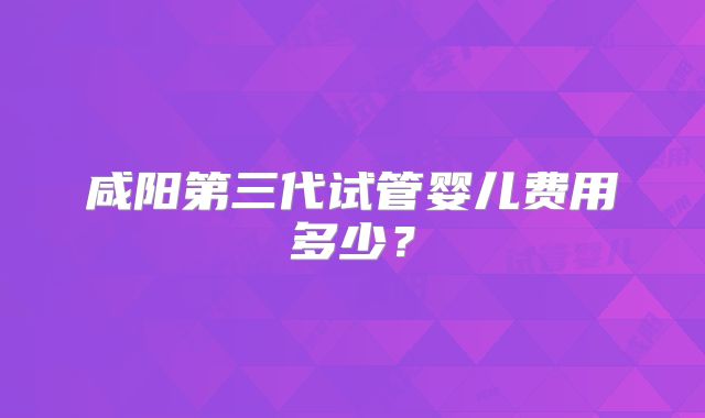 咸阳第三代试管婴儿费用多少?