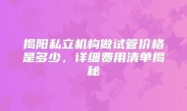 揭阳私立机构做试管价格是多少，详细费用清单揭秘