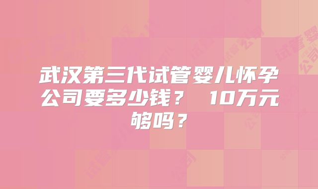 武汉第三代试管婴儿怀孕公司要多少钱？ 10万元够吗？