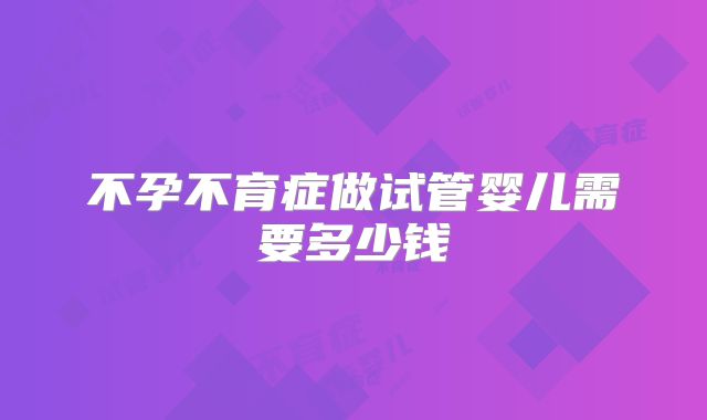不孕不育症做试管婴儿需要多少钱