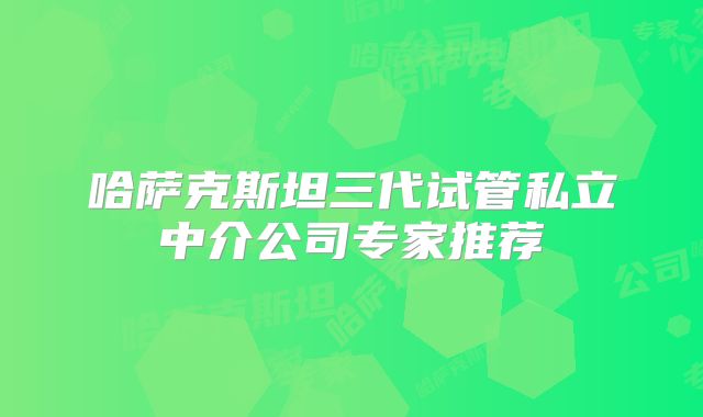 哈萨克斯坦三代试管私立中介公司专家推荐