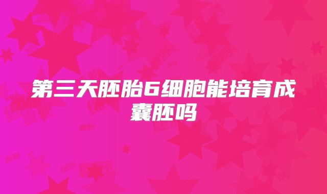 第三天胚胎6细胞能培育成囊胚吗