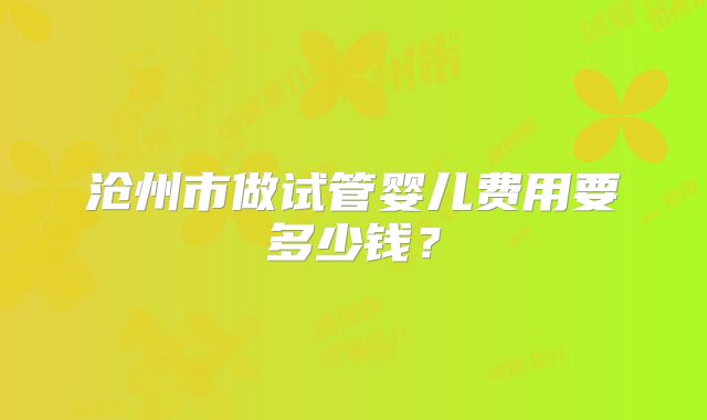 沧州市做试管婴儿费用要多少钱?