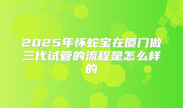2025年怀蛇宝在厦门做三代试管的流程是怎么样的
