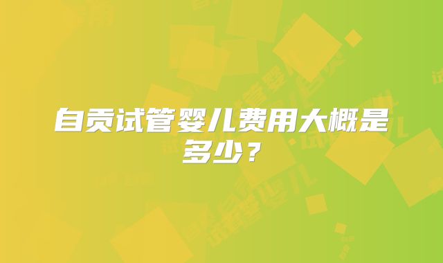 自贡试管婴儿费用大概是多少？