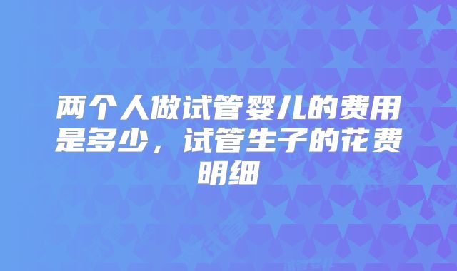 两个人做试管婴儿的费用是多少，试管生子的花费明细